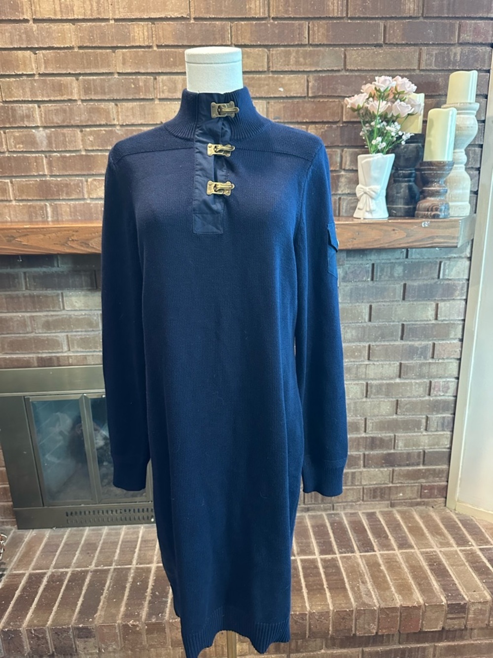 Lauren Jeans Co Ralph Lauren Navy Blue Sweater Dress NWT L